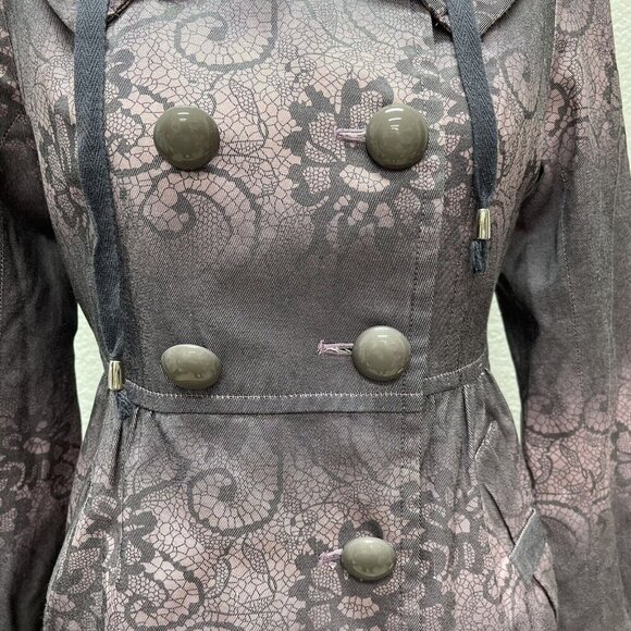 Jade Melody Tam Womens Small Cotton Blend Mid-lengthTrench Coat Purple Lavendar - Picture 10 of 11